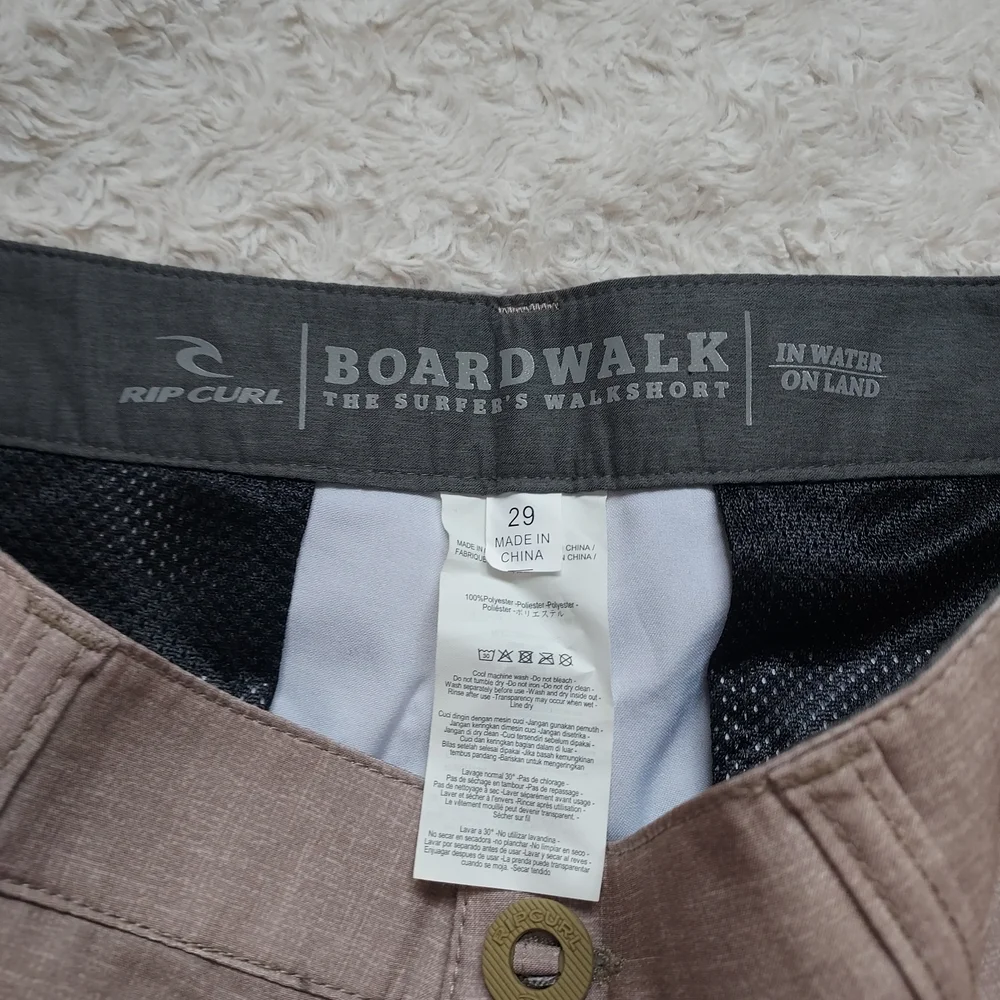 Rip Curl Heathered Tan Flat Front Boardwalk Shorts W29 Beach Surf Summer Spring